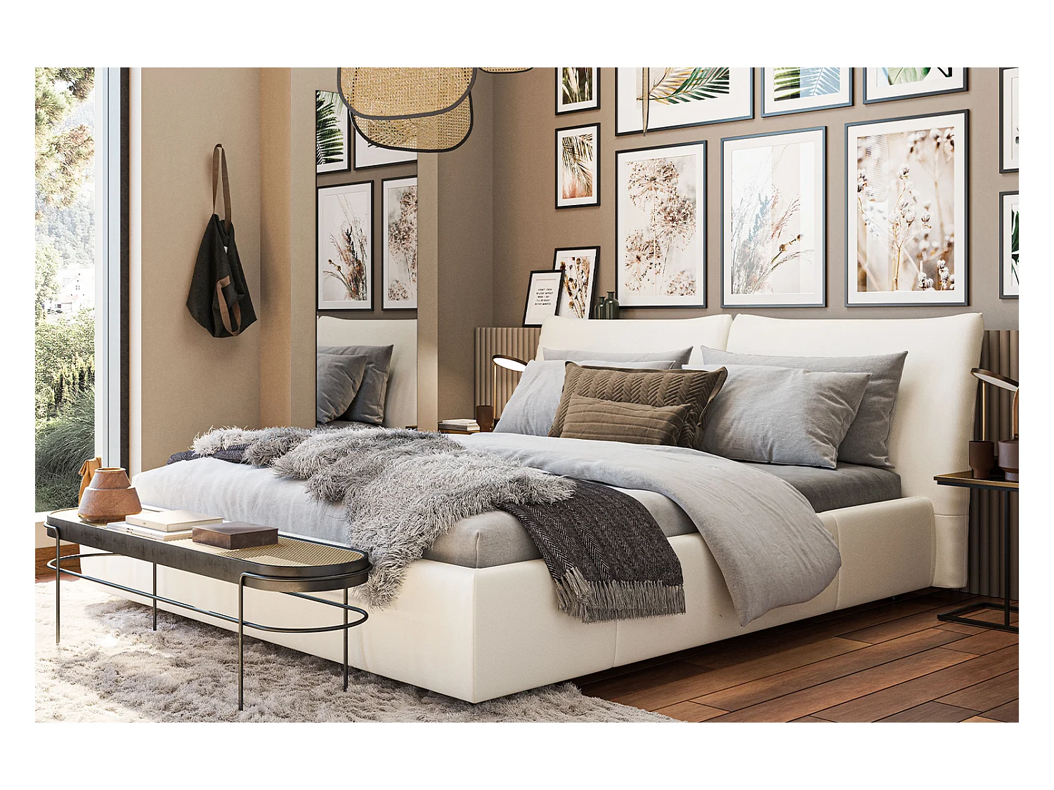 Lit - blanc cuir - HENRY