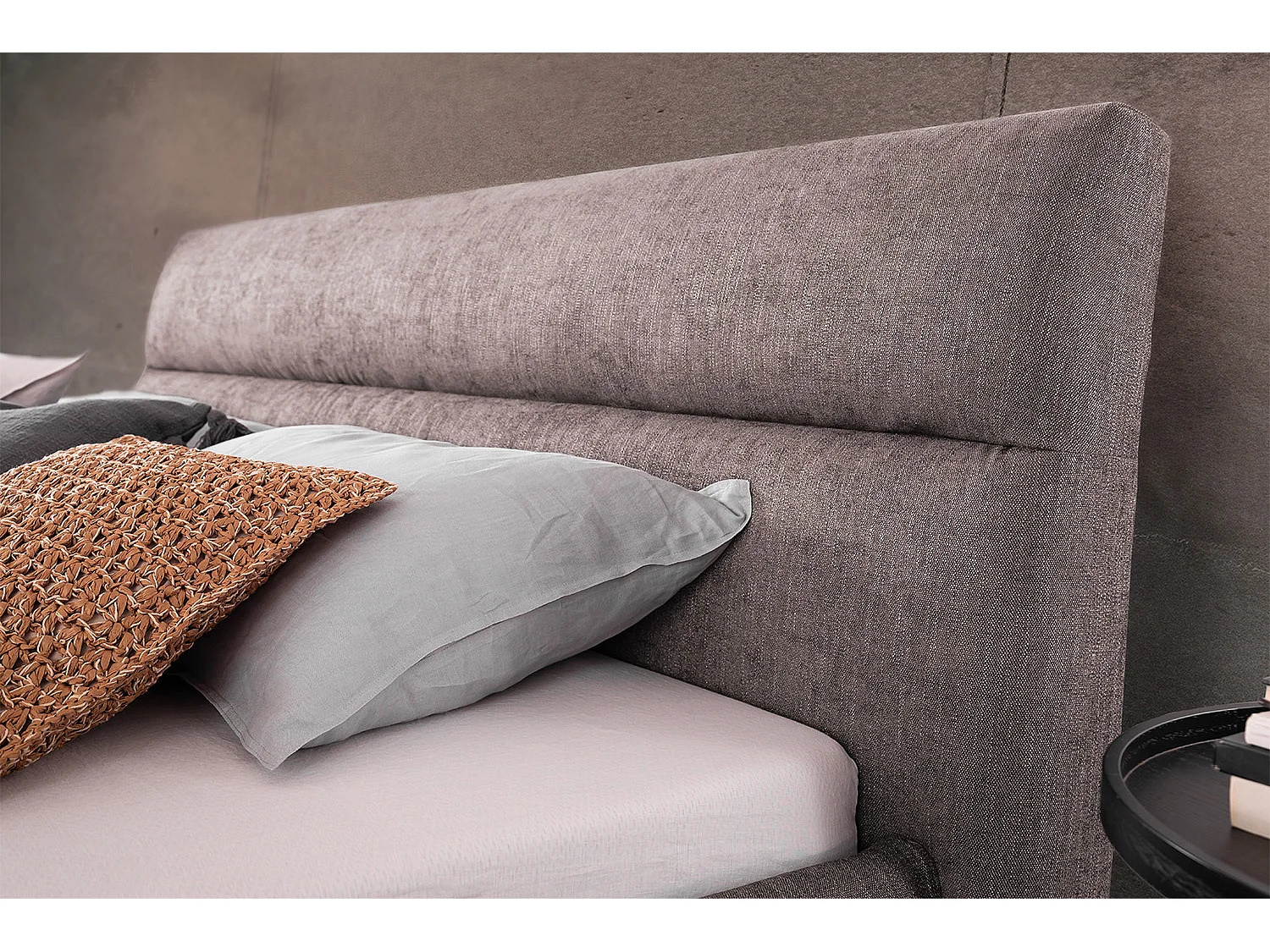 Lit - taupe tissu tissé - REMO