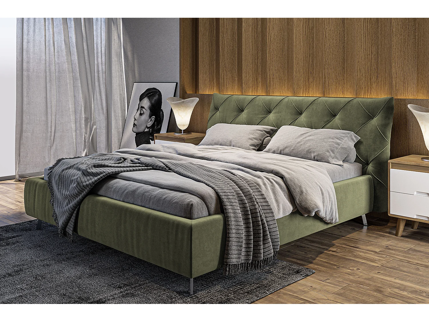 Letto - verde velluto - ANNY