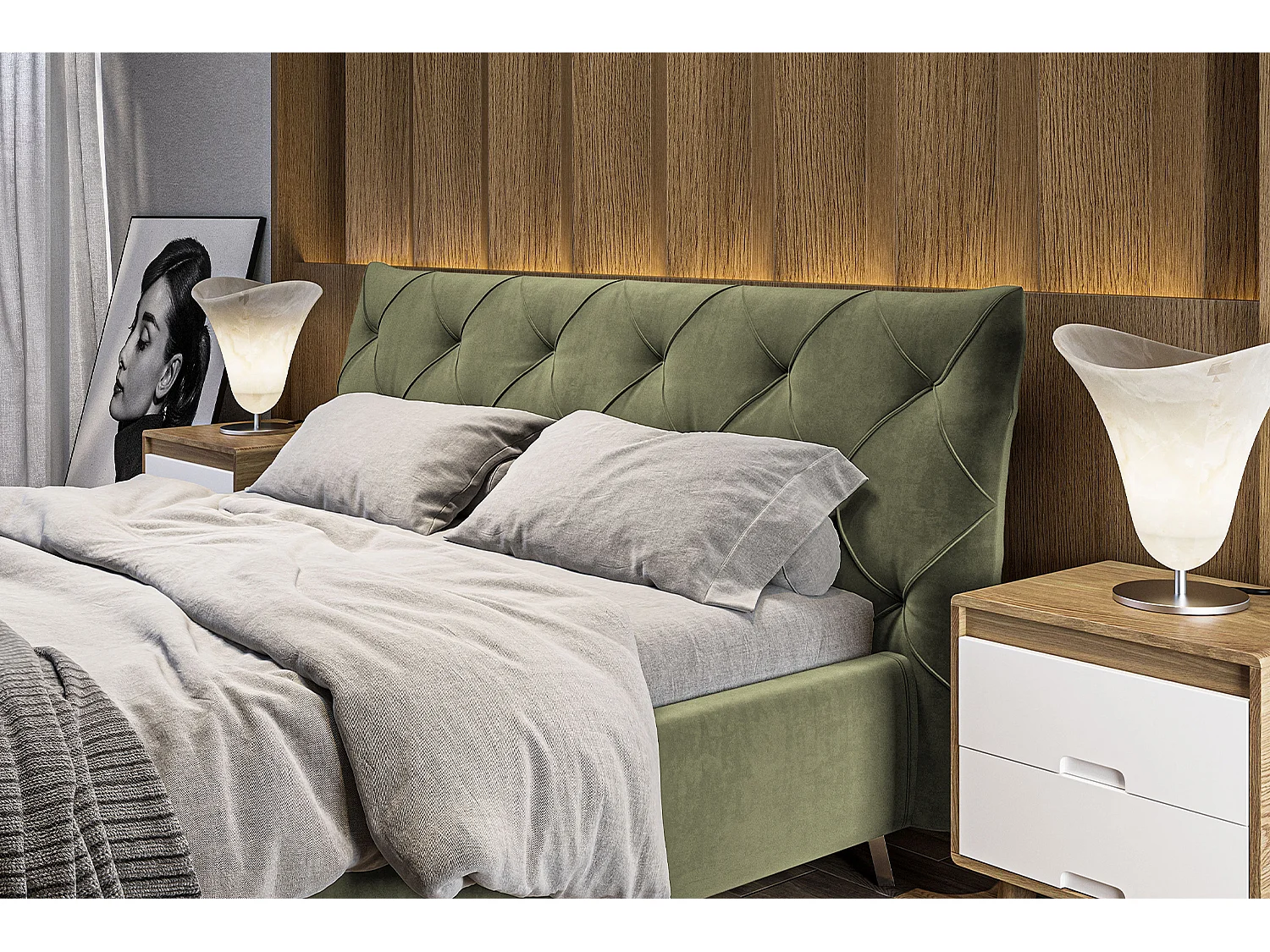 Letto - verde velluto - ANNY