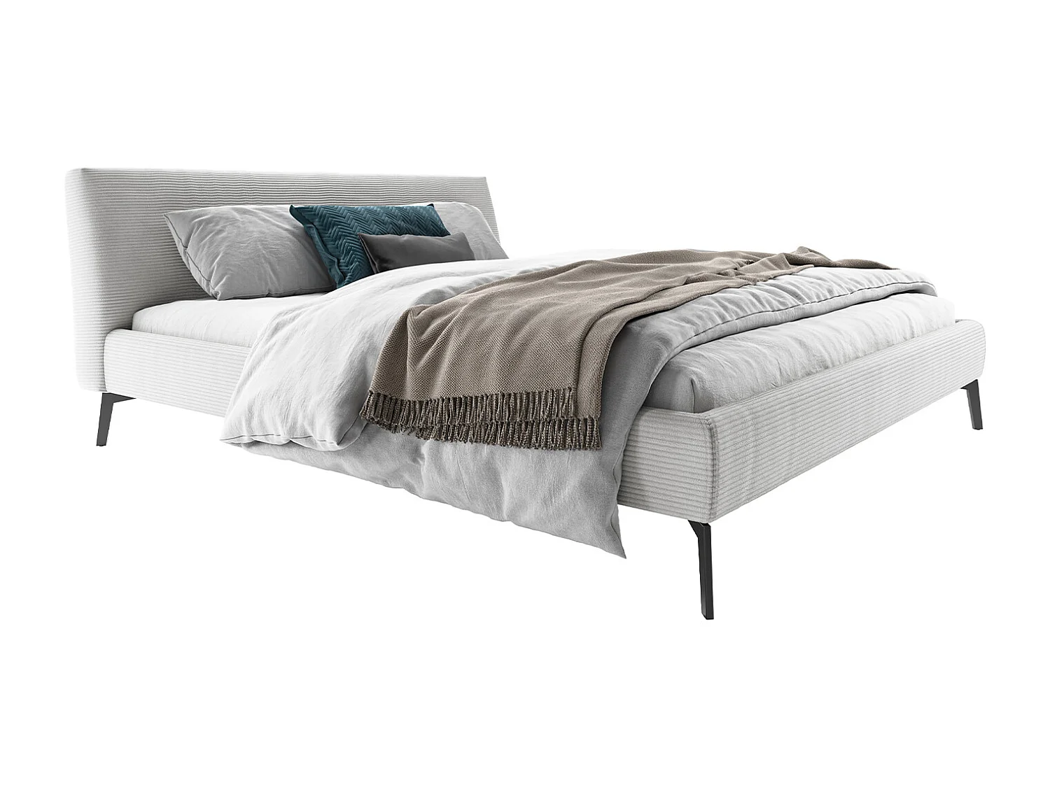 Letto - grigio chiaro velluto a coste - VALERIE