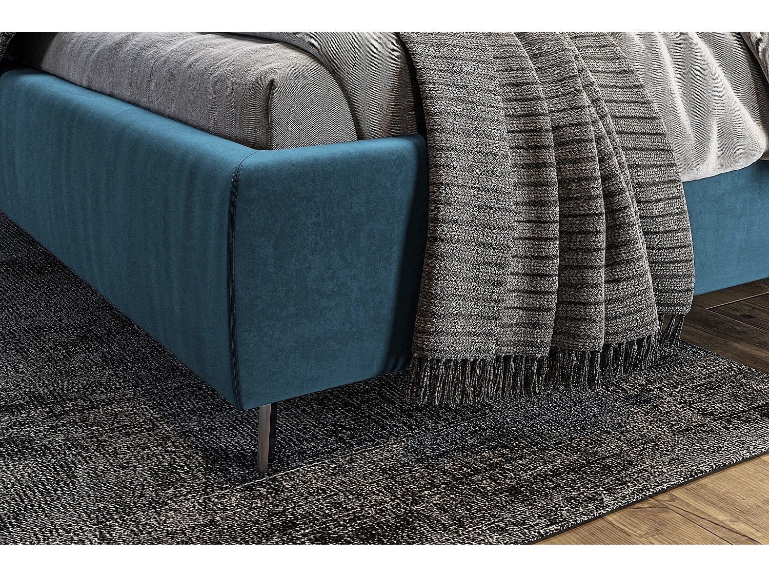 Polsterbett - Petrol Velvet - ANNY