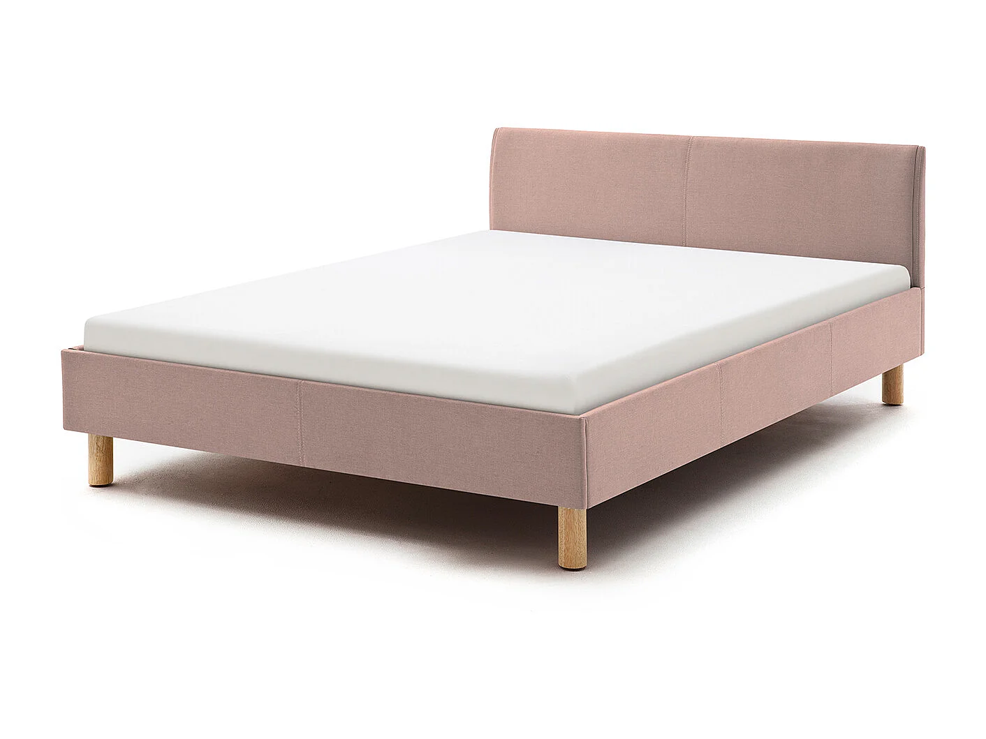 Lit - Rose tissu tissé - LEO