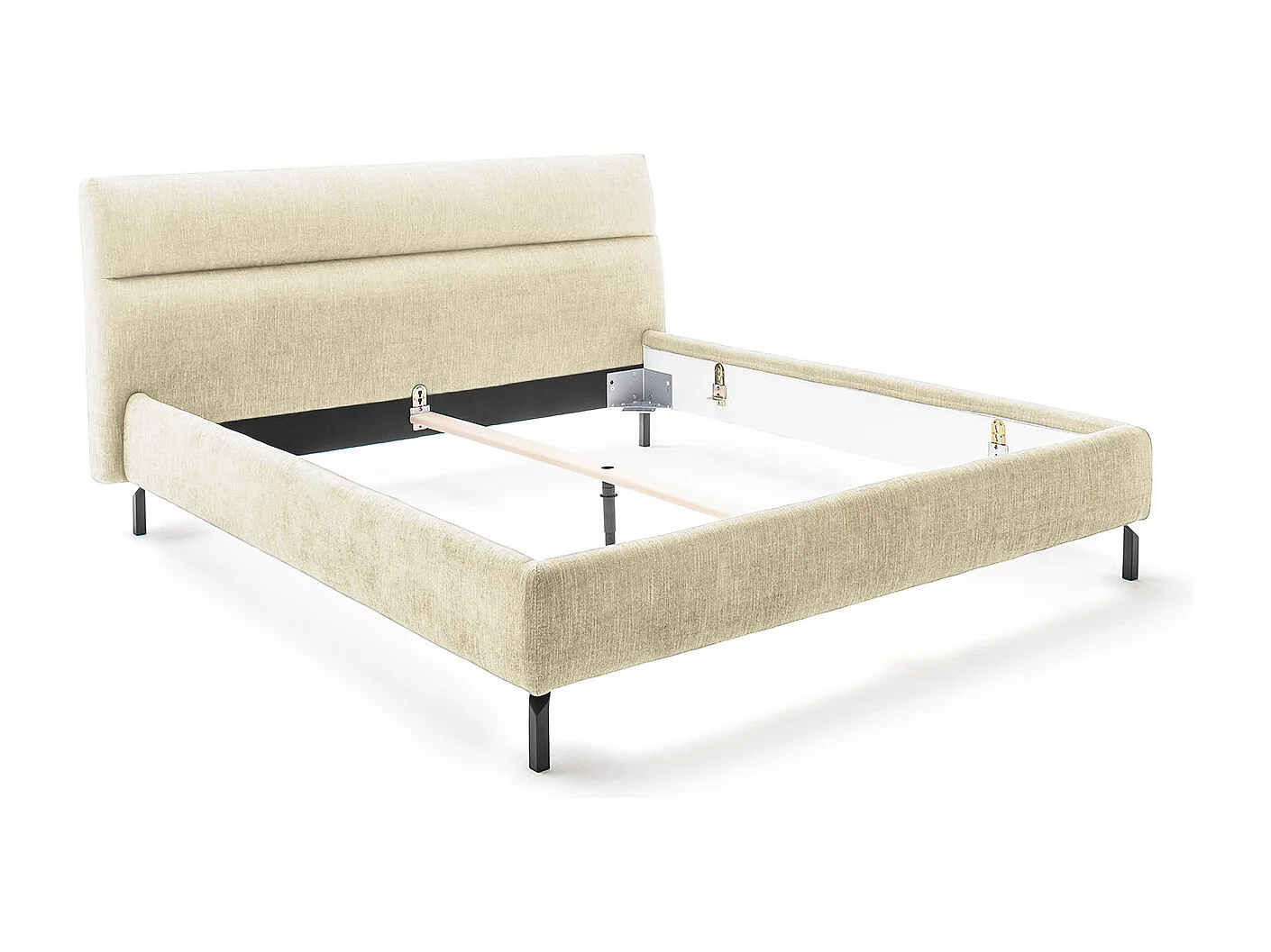 Polsterbett - Cremeweiß Webstoff - REMO