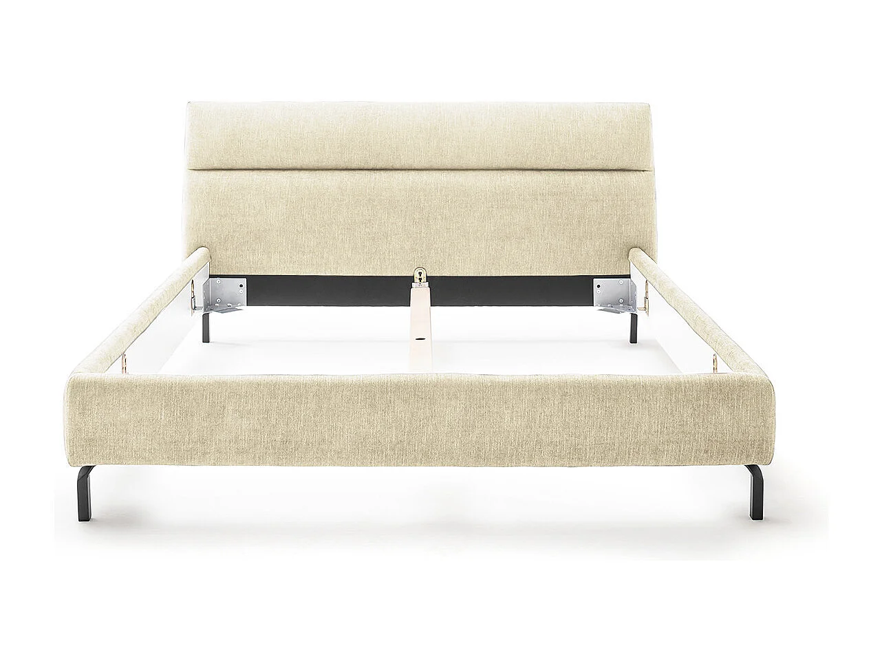 Polsterbett - Cremeweiß Webstoff - REMO