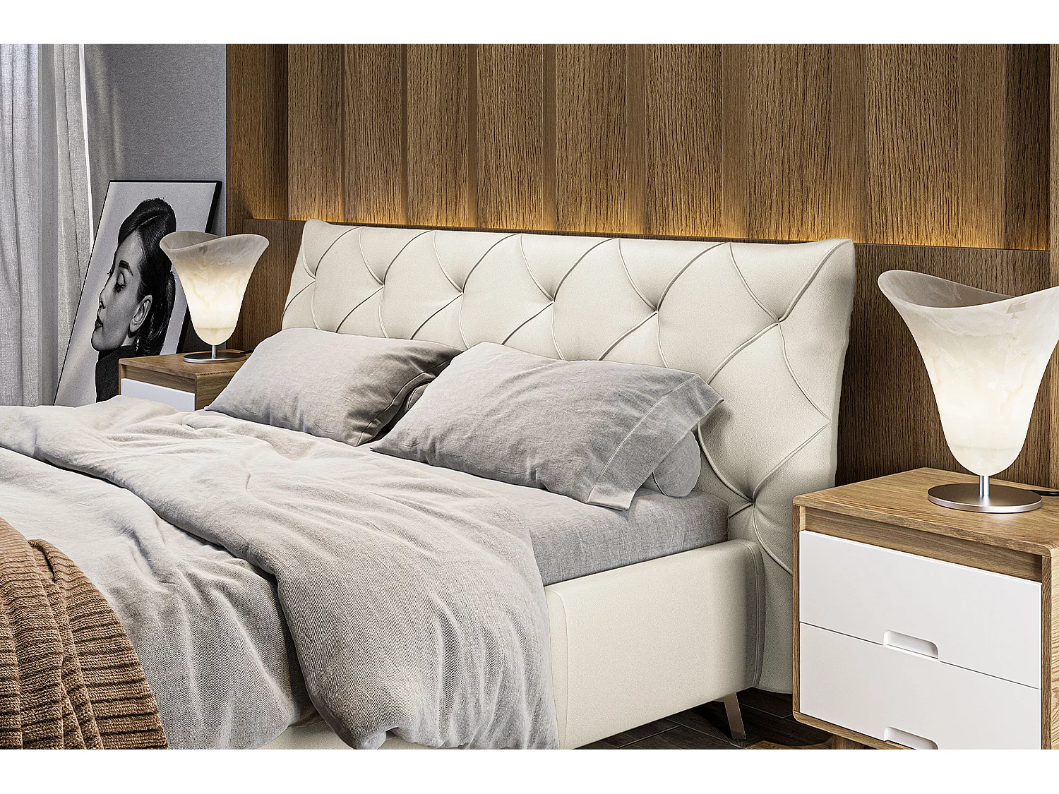 Cama - blanco piel - ANNY