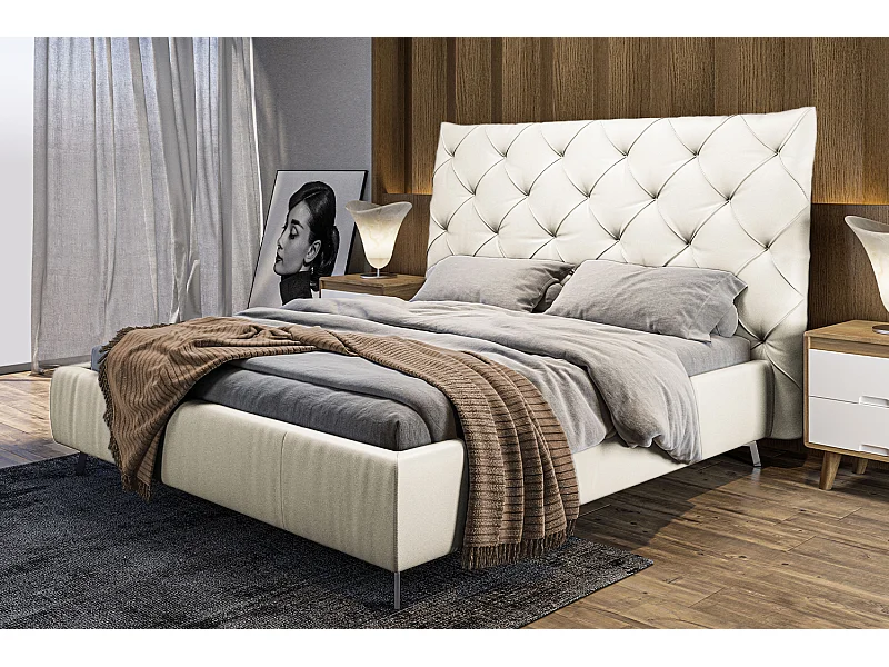 Lit - blanc cuir - ANNY