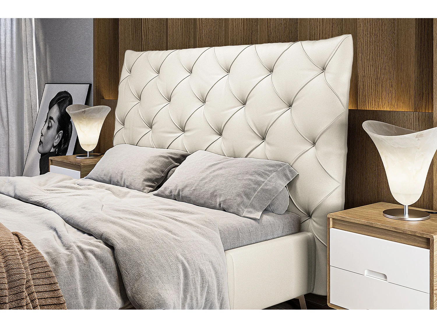 Cama - blanco piel - ANNY