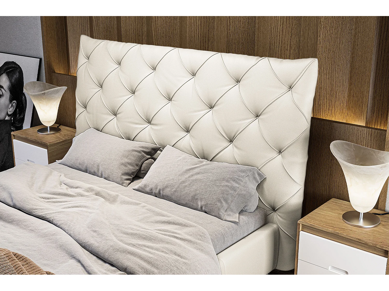 Cama - blanco piel - ANNY