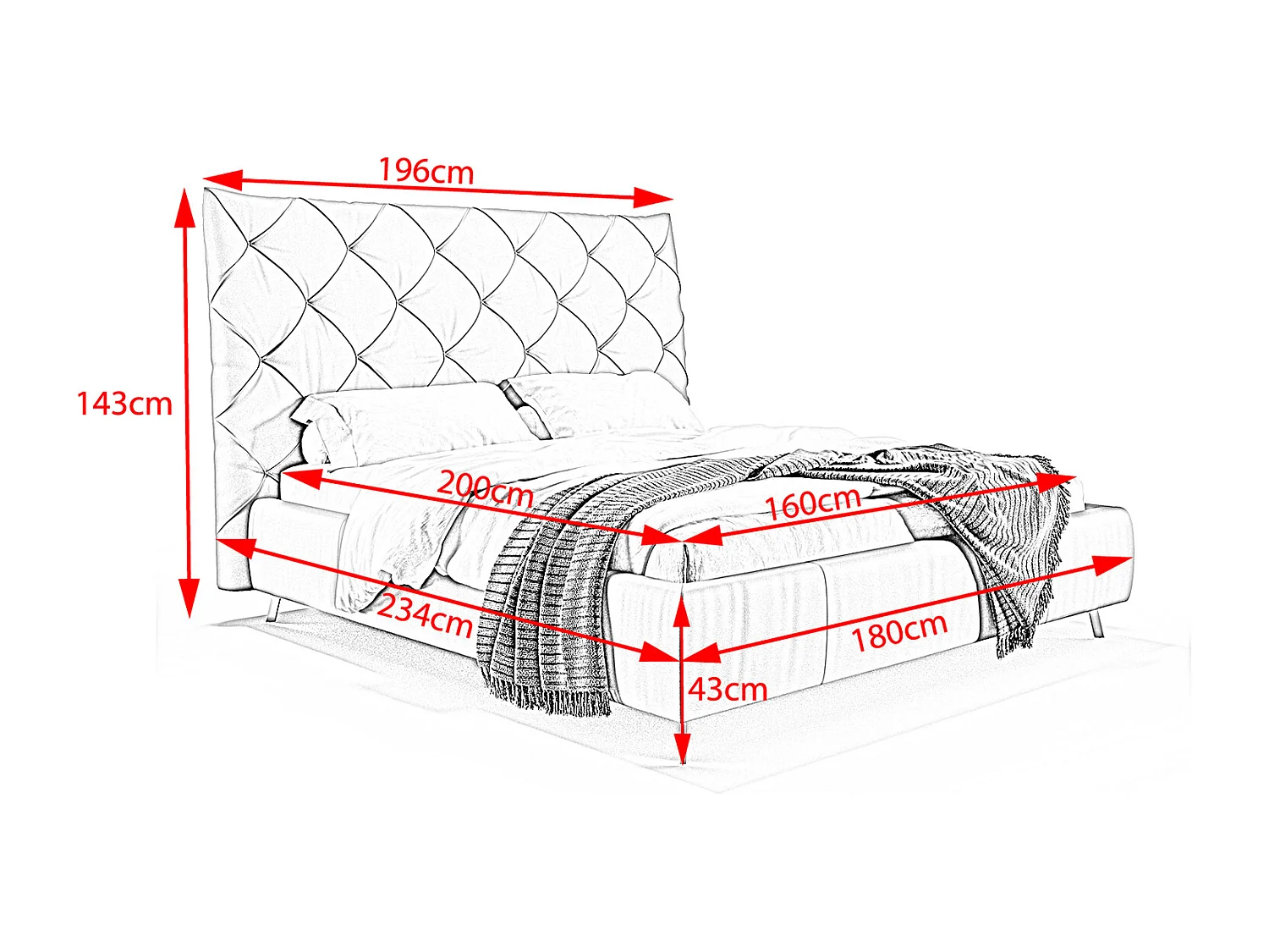 Polsterbett - Weiß Leder - ANNY