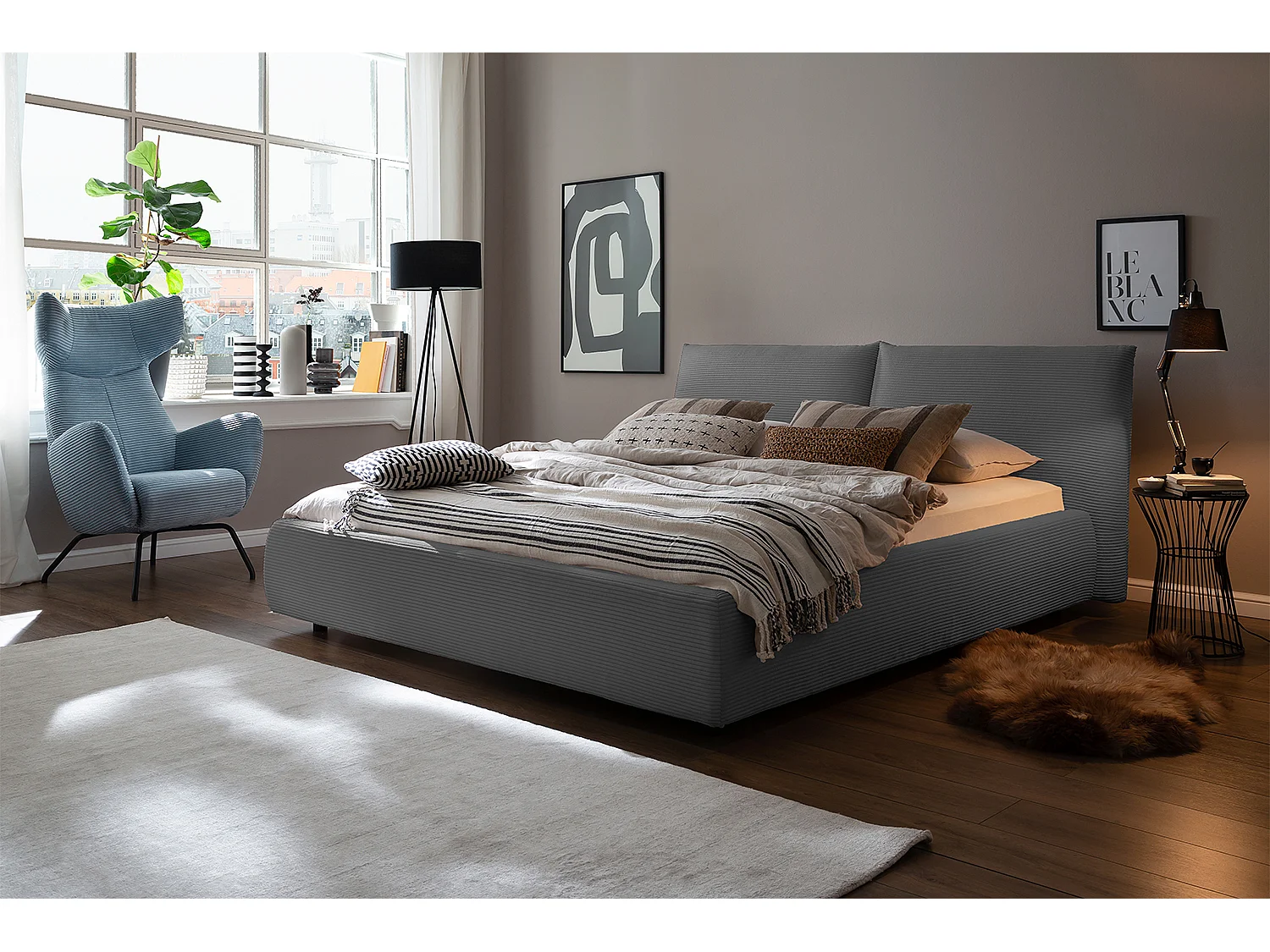 Cama - Gris pana - HENRY