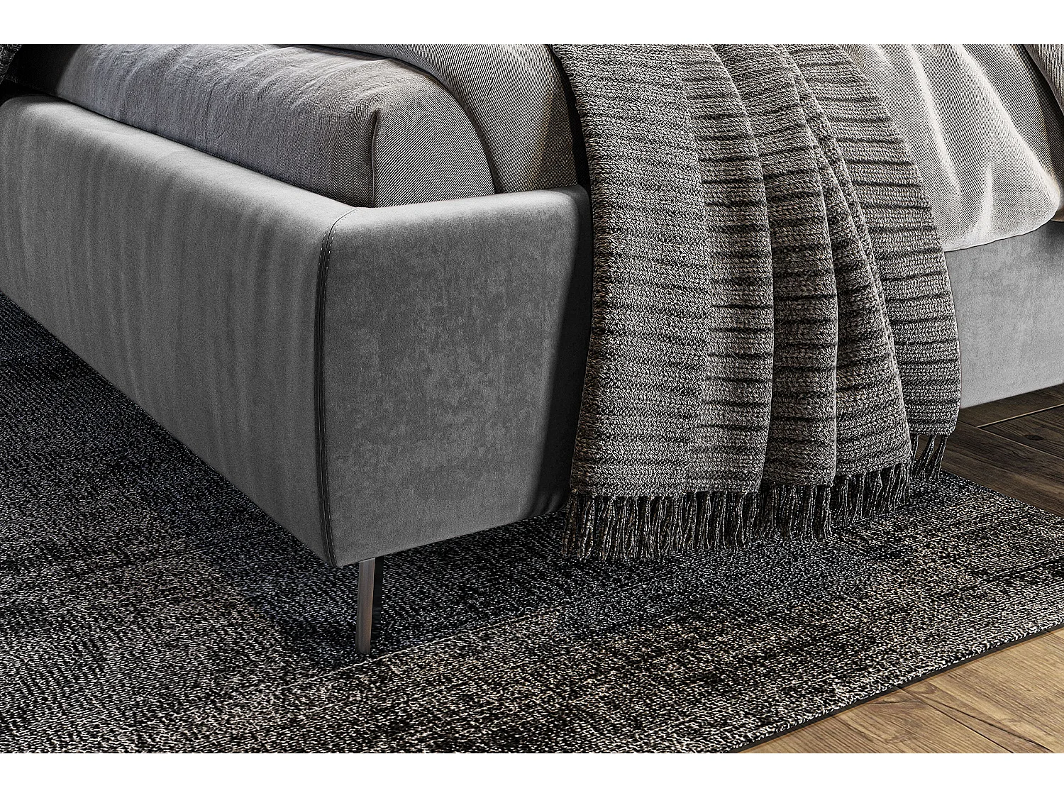 Polsterbett - Silber Velvet - ANNY