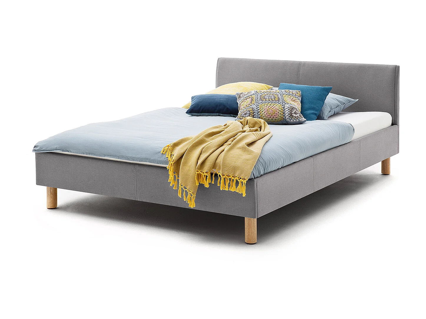Polsterbett - Grau Webstoff - LEO