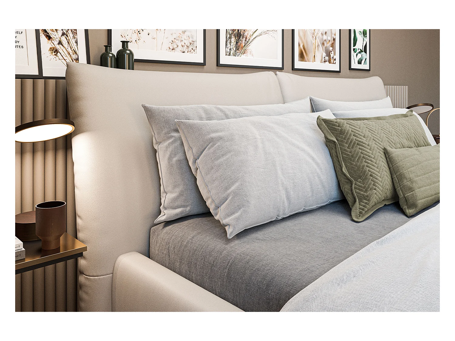 Cama - gris claro piel - HENRY