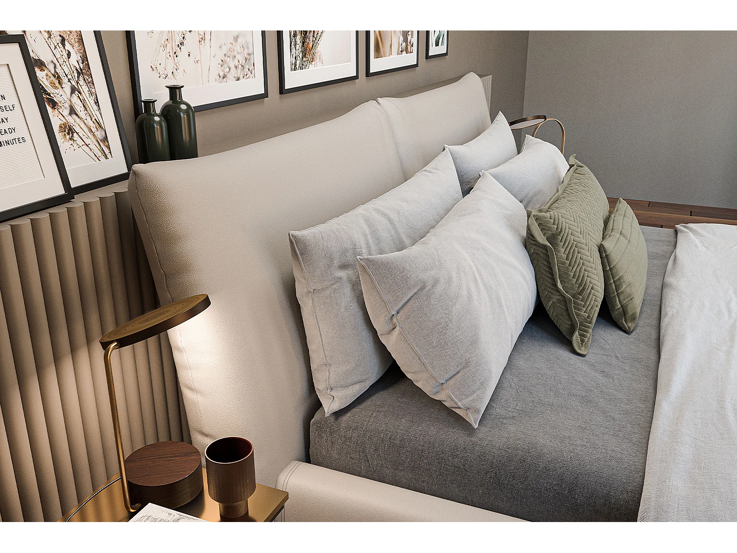 Cama - gris claro piel - HENRY