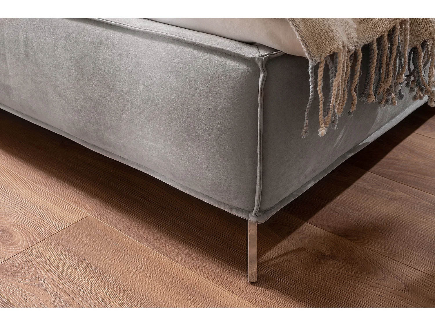 Lit - Gris tissu tissé - SOFIA