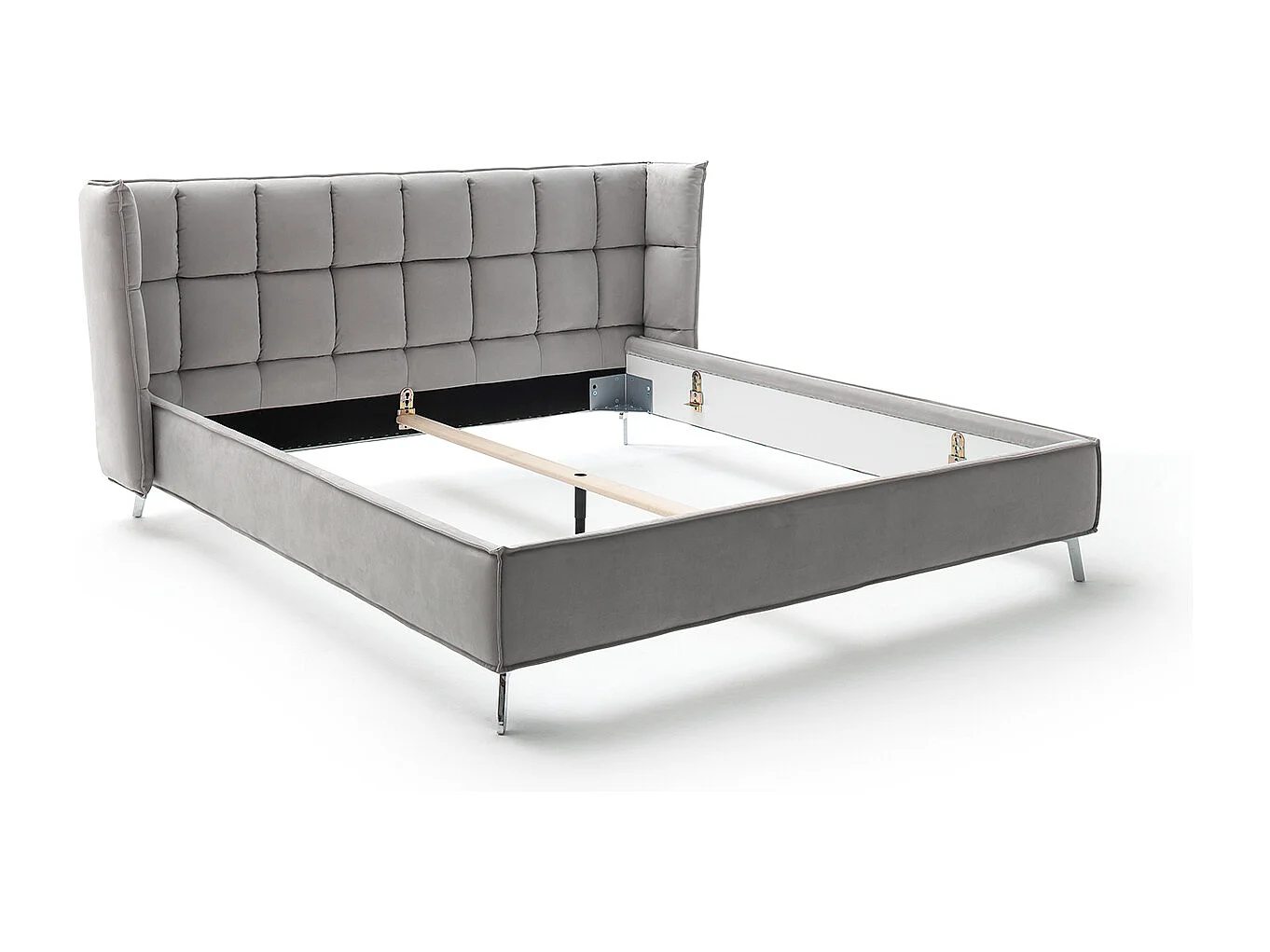 Lit - Gris tissu tissé - SOFIA