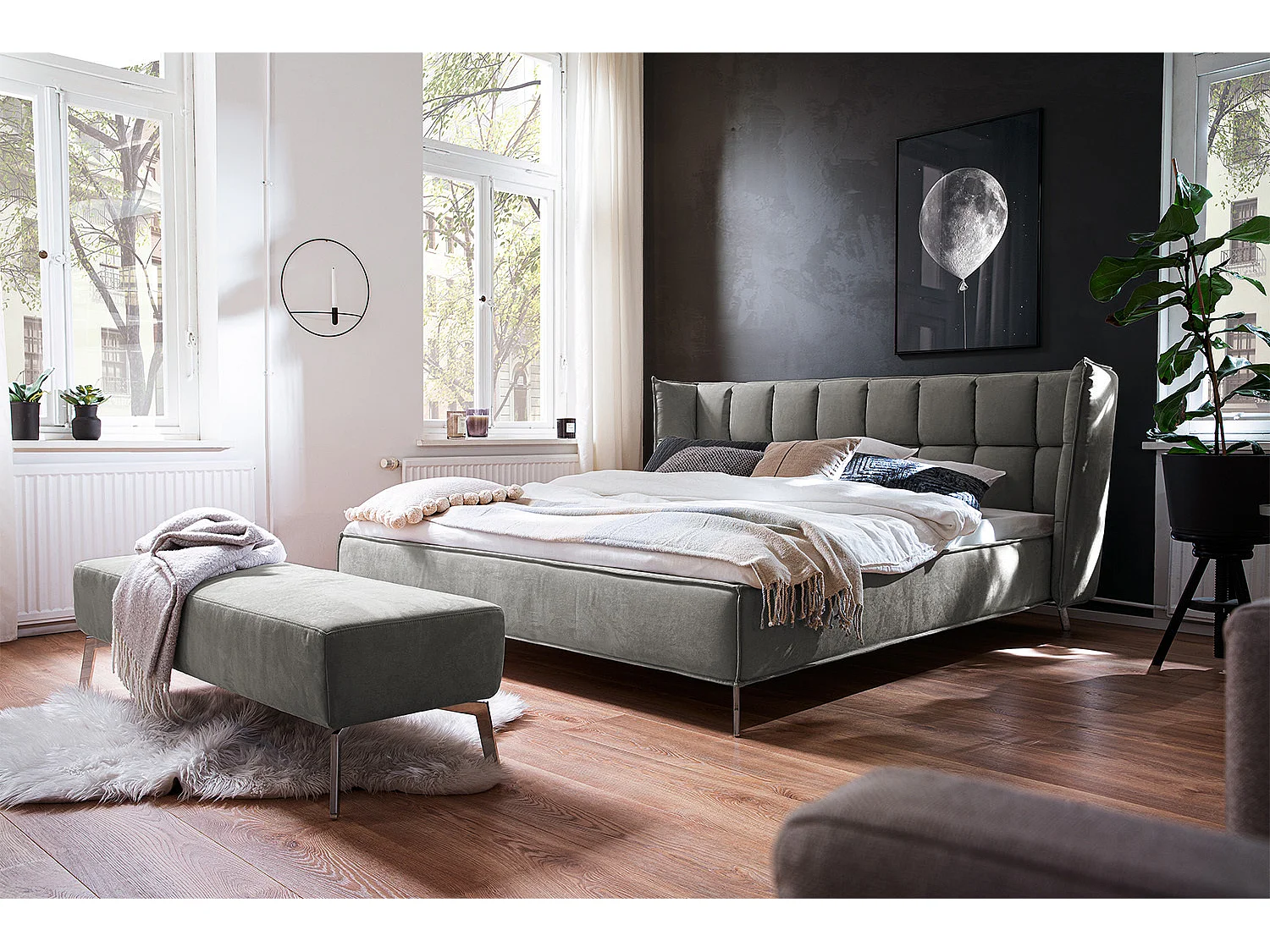 Letto - antracite tessuto intrecciato - SOFIA