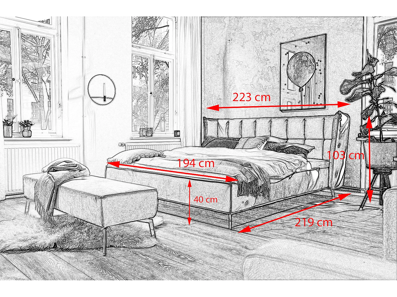 Letto - antracite tessuto intrecciato - SOFIA