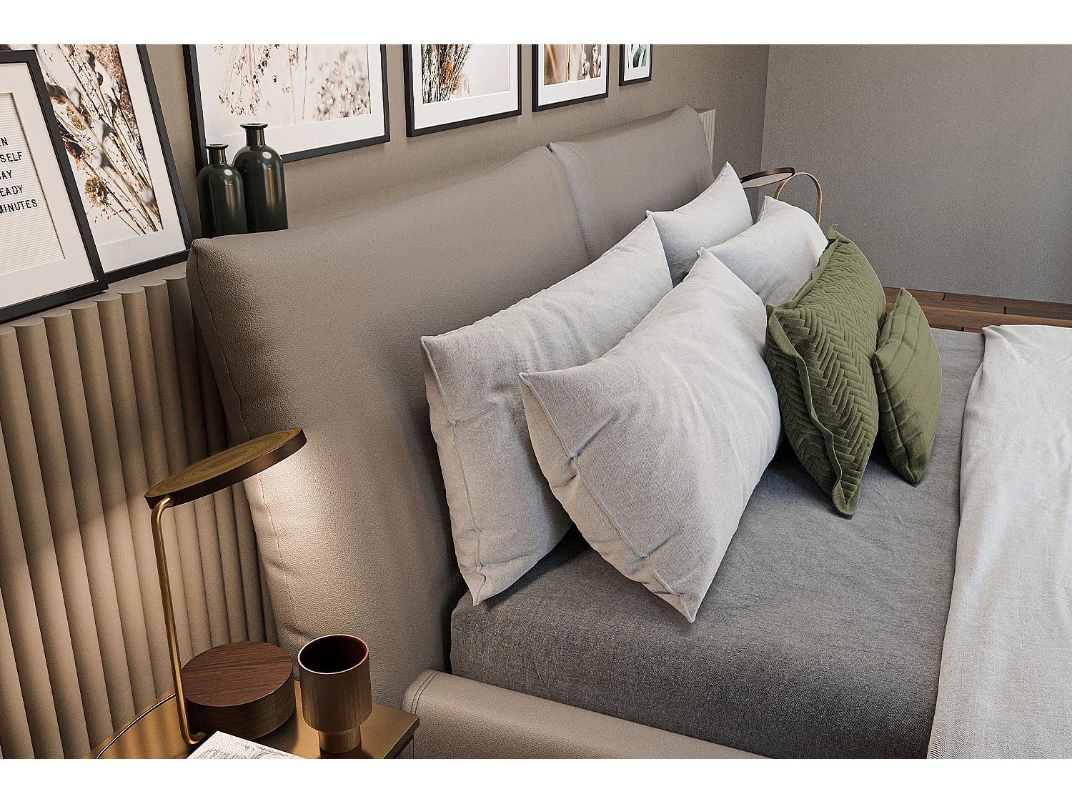 Lit - Gris cuir - HENRY