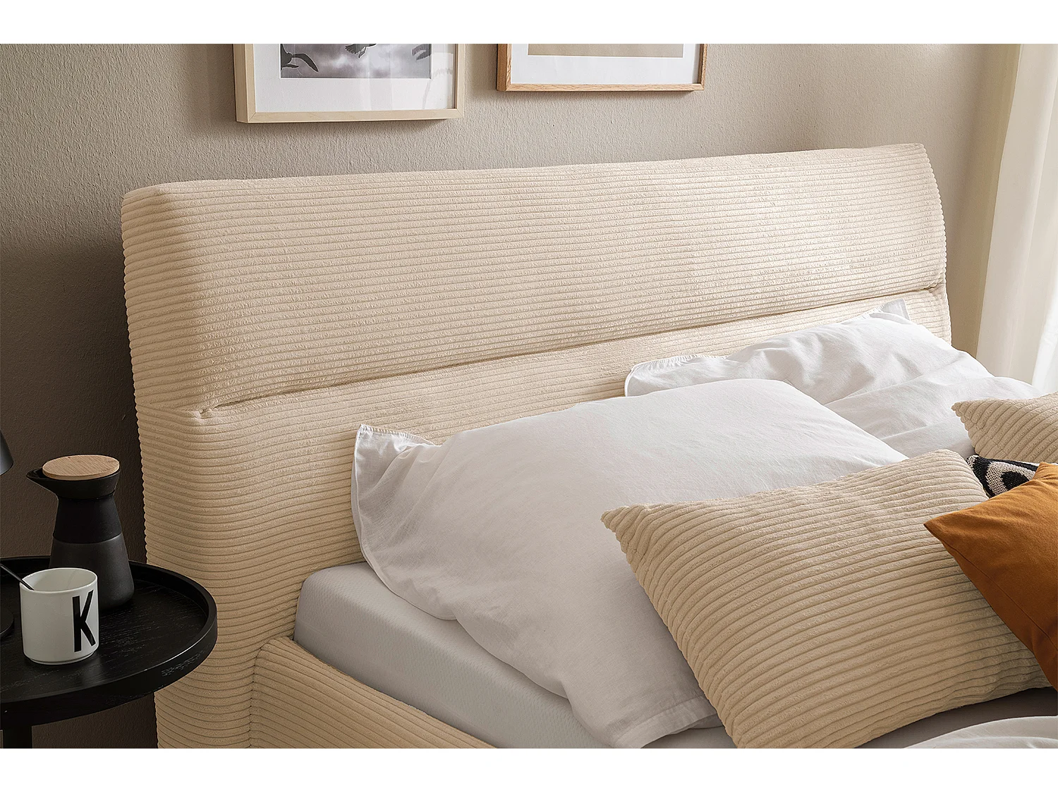 Polsterbett - Cremeweiß Cord - REMO