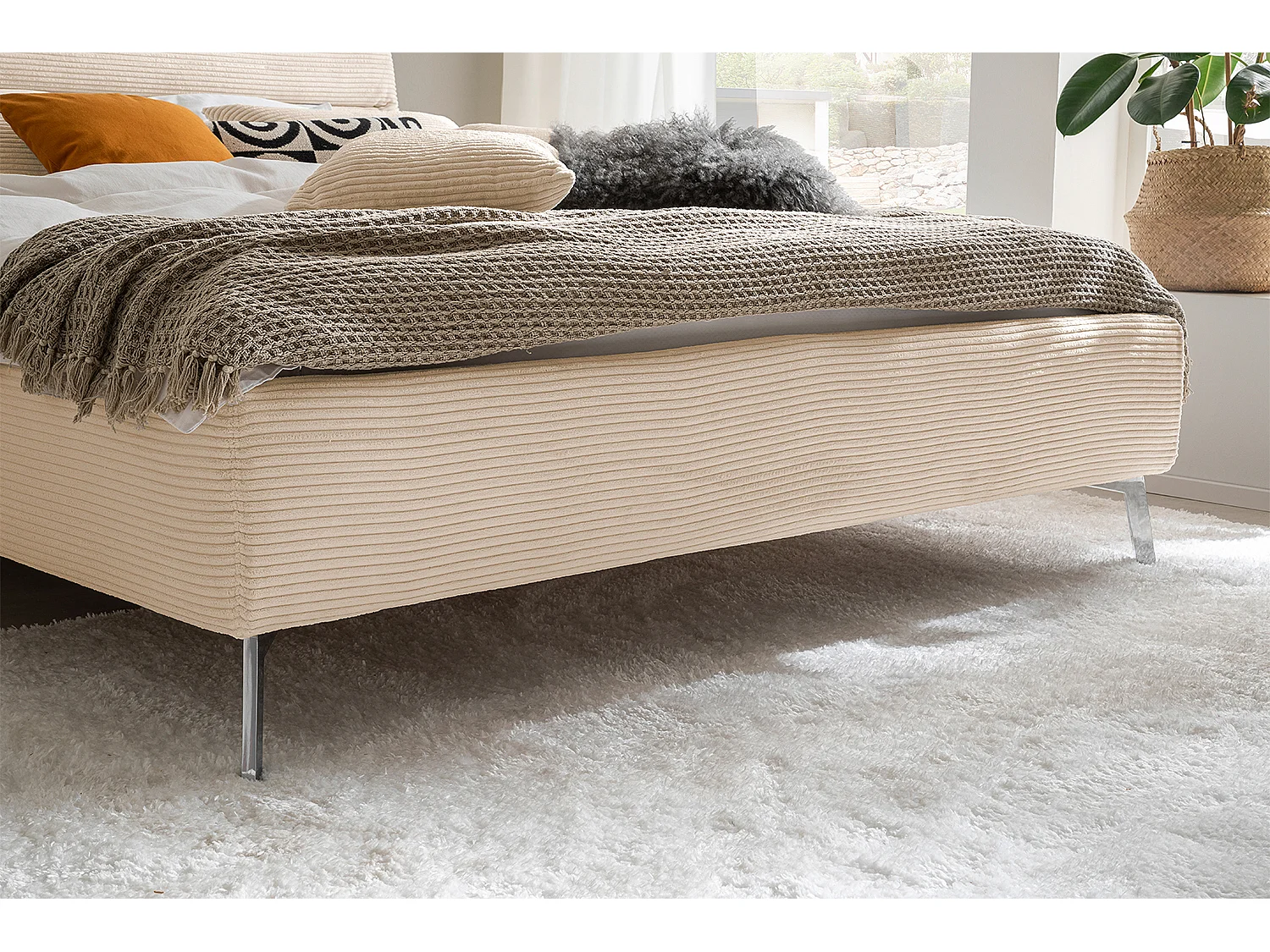 Polsterbett - Cremeweiß Cord - REMO