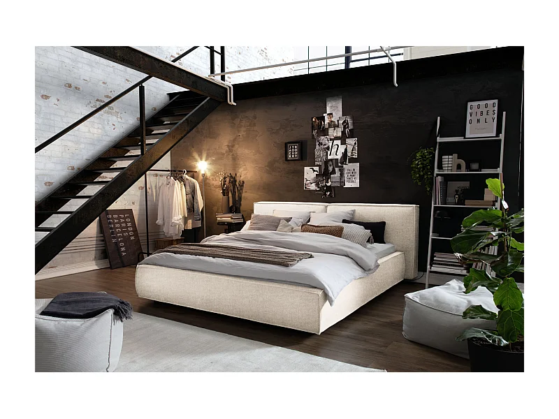 Polsterbett - Cremeweiß Flachgewebe - CARLO