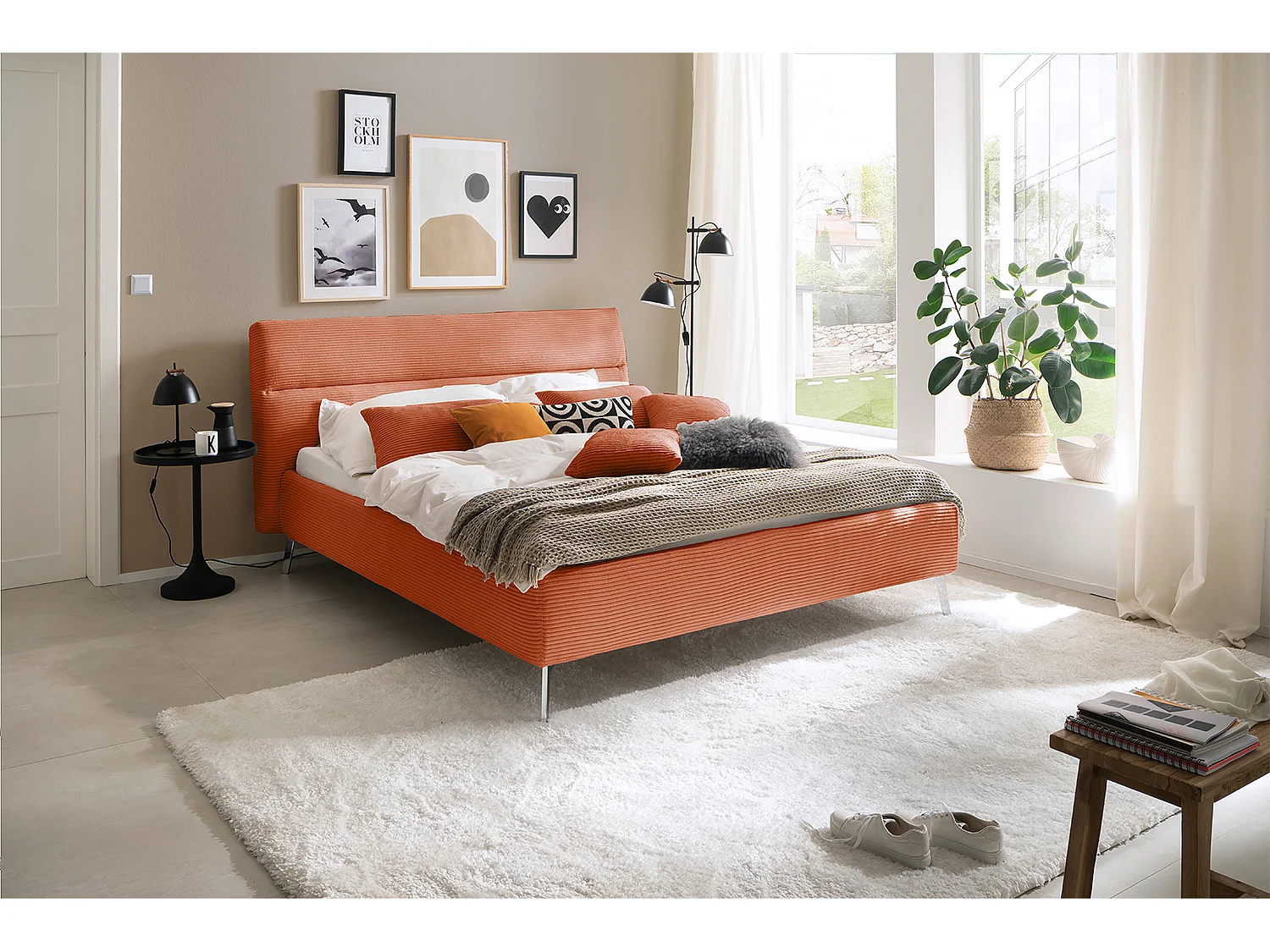 Lit - marron velours côtelé - REMO