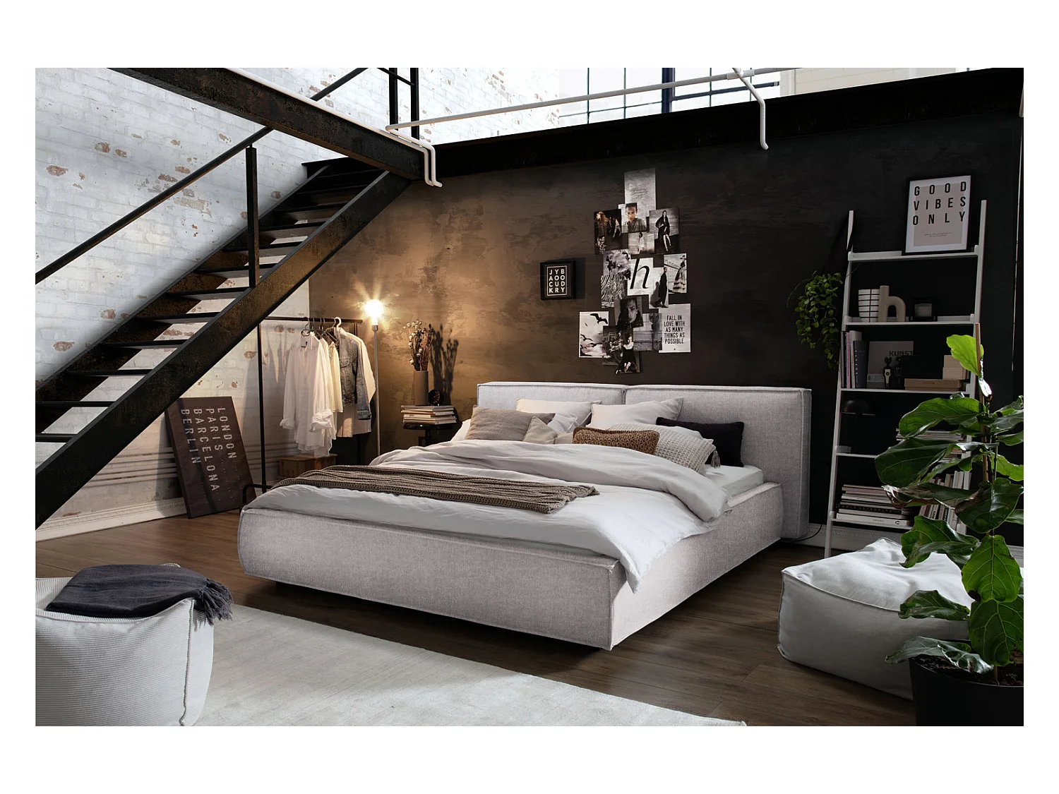Lit - gris clair tissage plat - CARLO