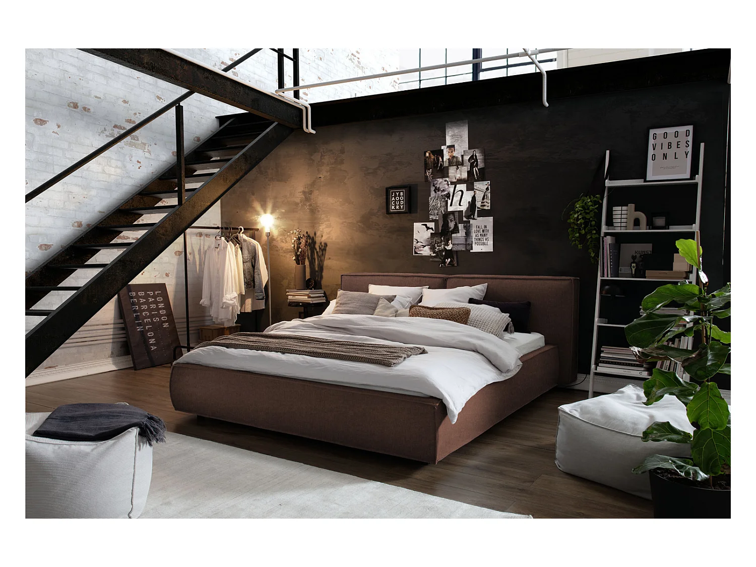 Lit - marron tissage plat - CARLO