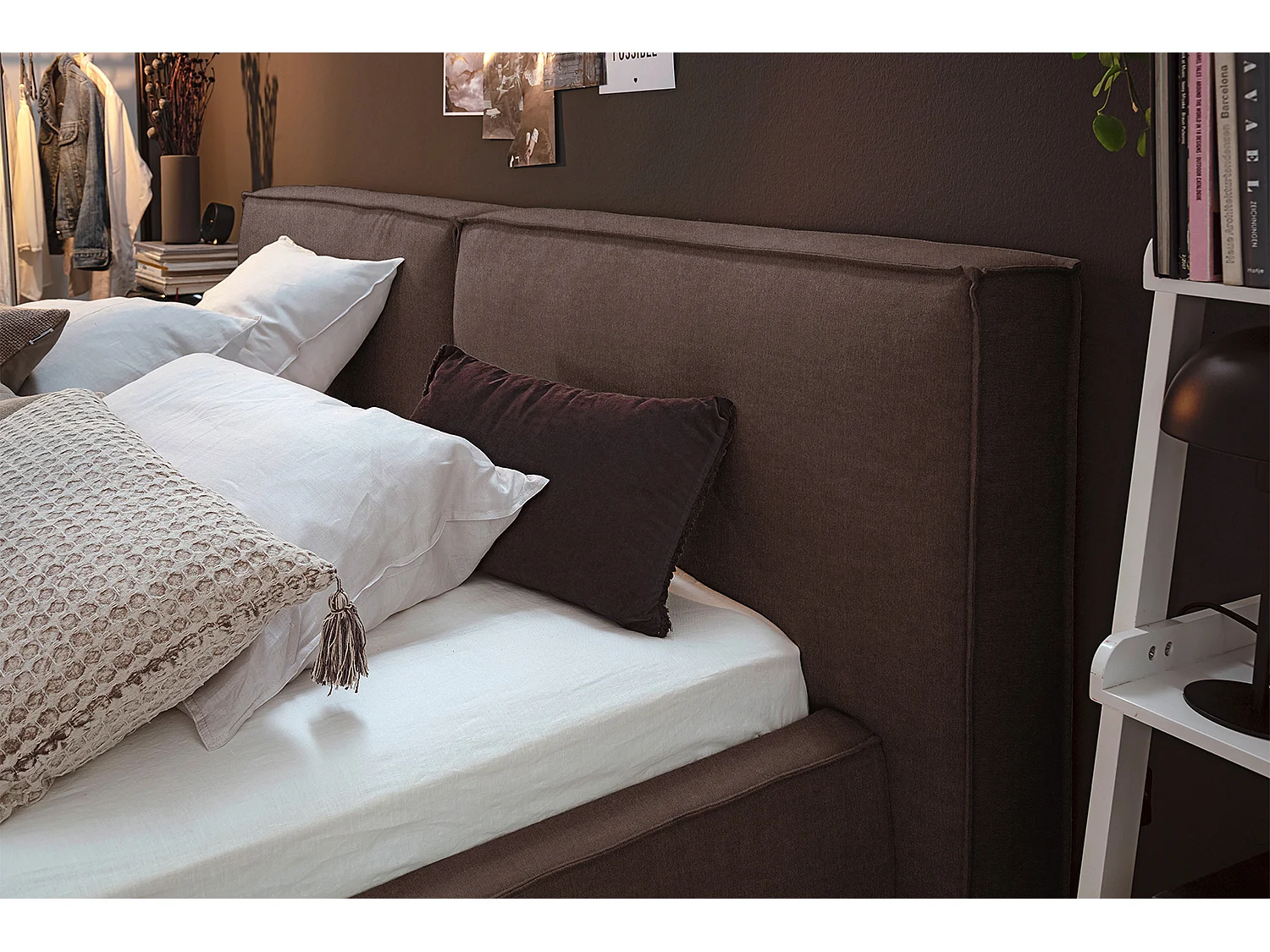 Lit rembourré - marron tissage plat - CARLO