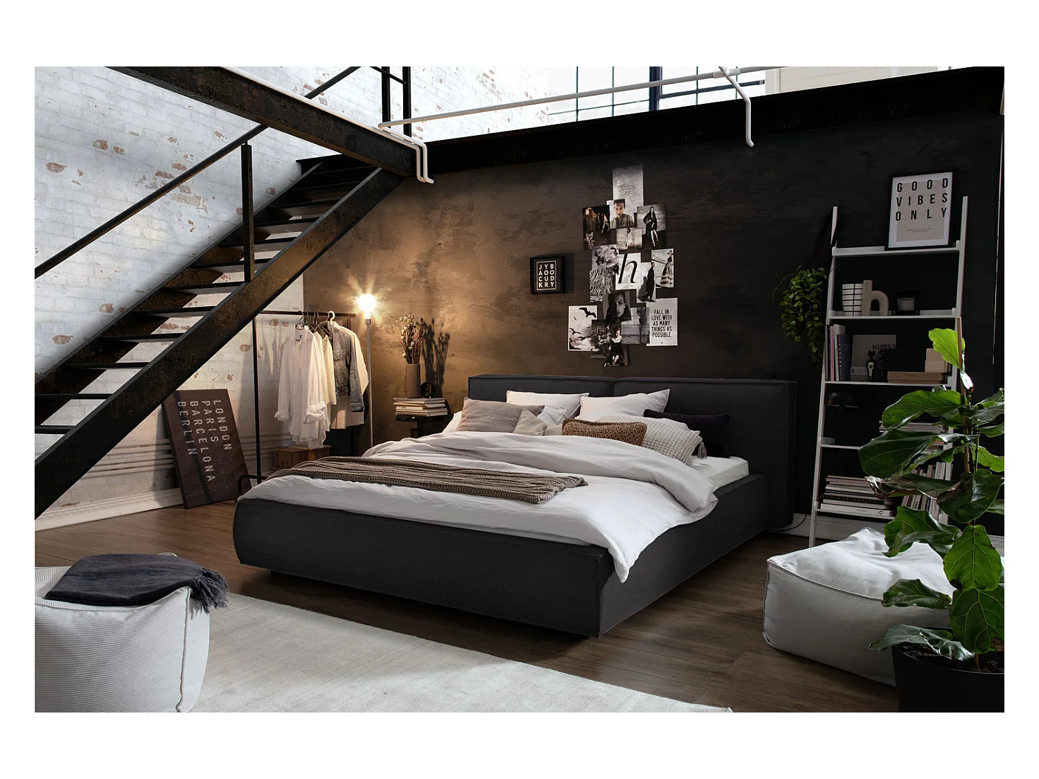 Lit - Noir tissage plat - CARLO