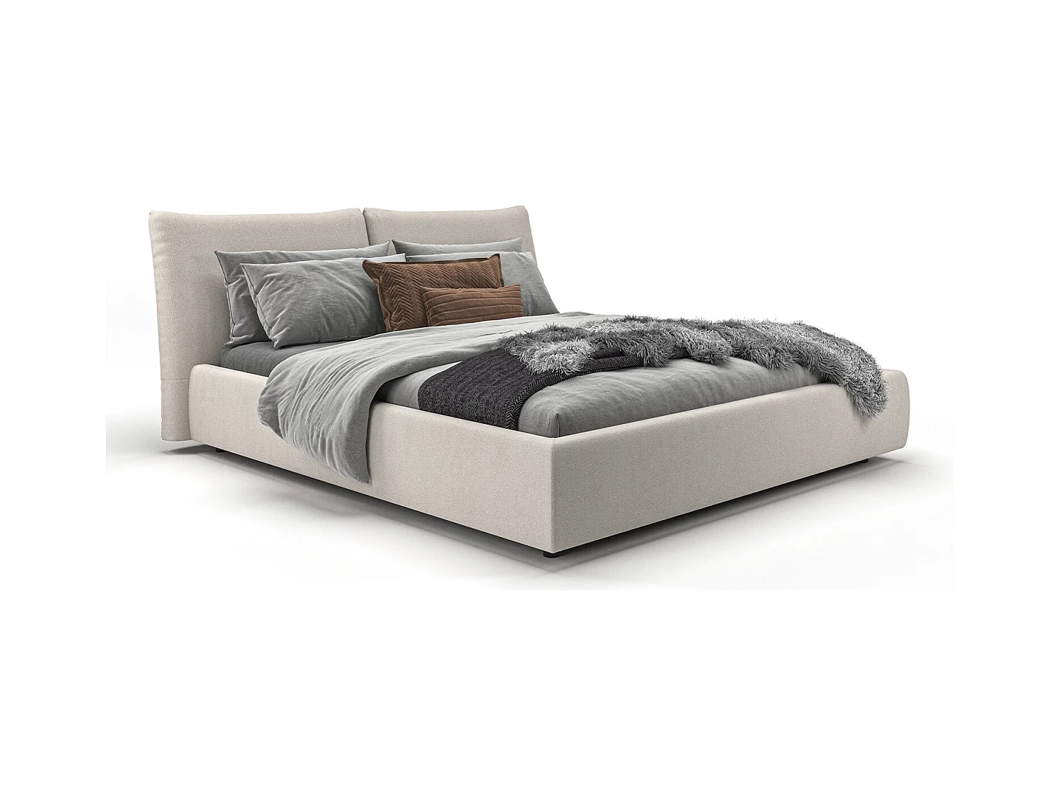 Lit - beige velours côtelé - HENRY