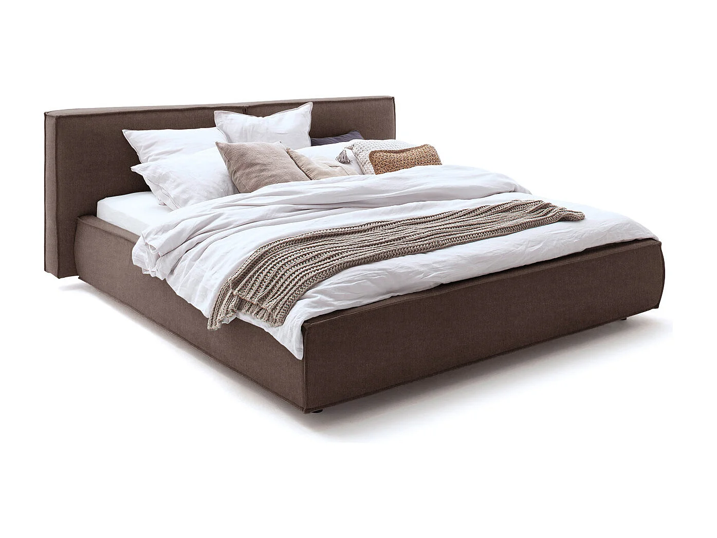 Lit rembourré - marron tissage plat - CARLO