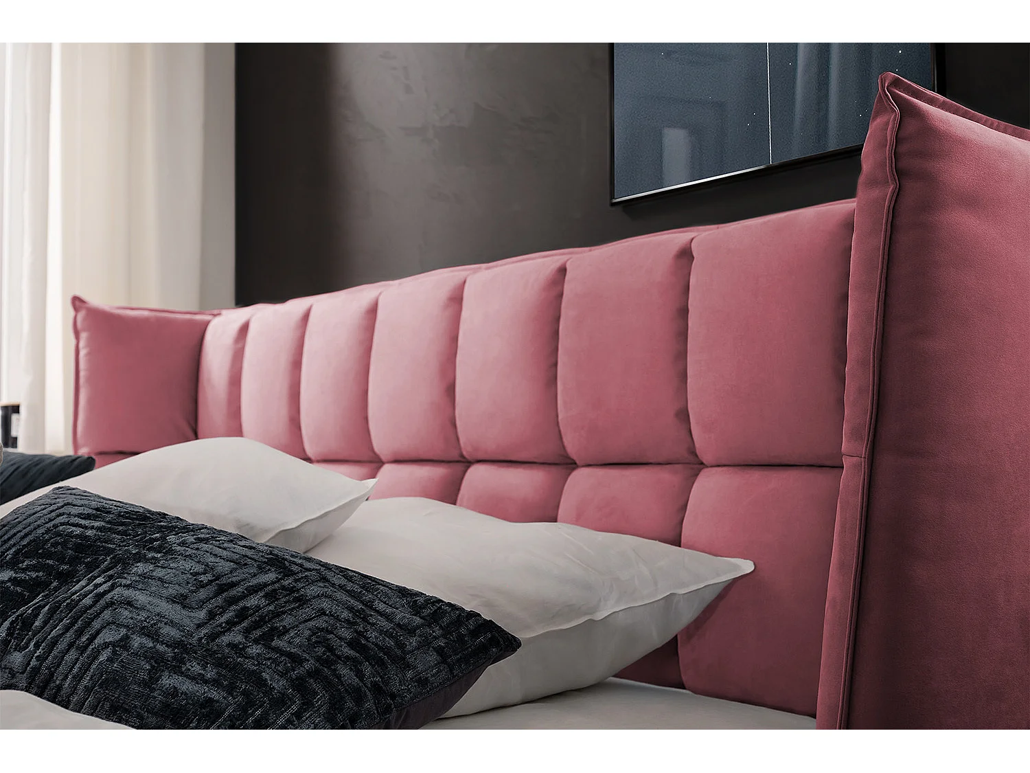 Lit - Bordeaux tissu tissé - SOFIA