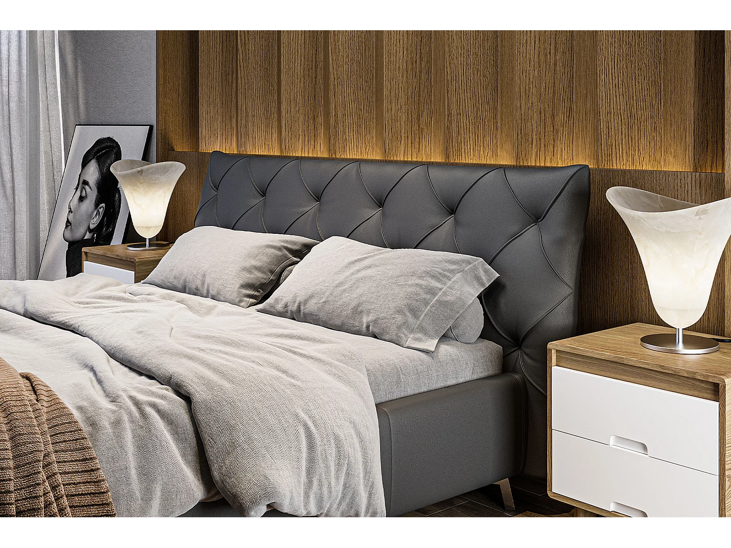 Cama - Negro piel - ANNY