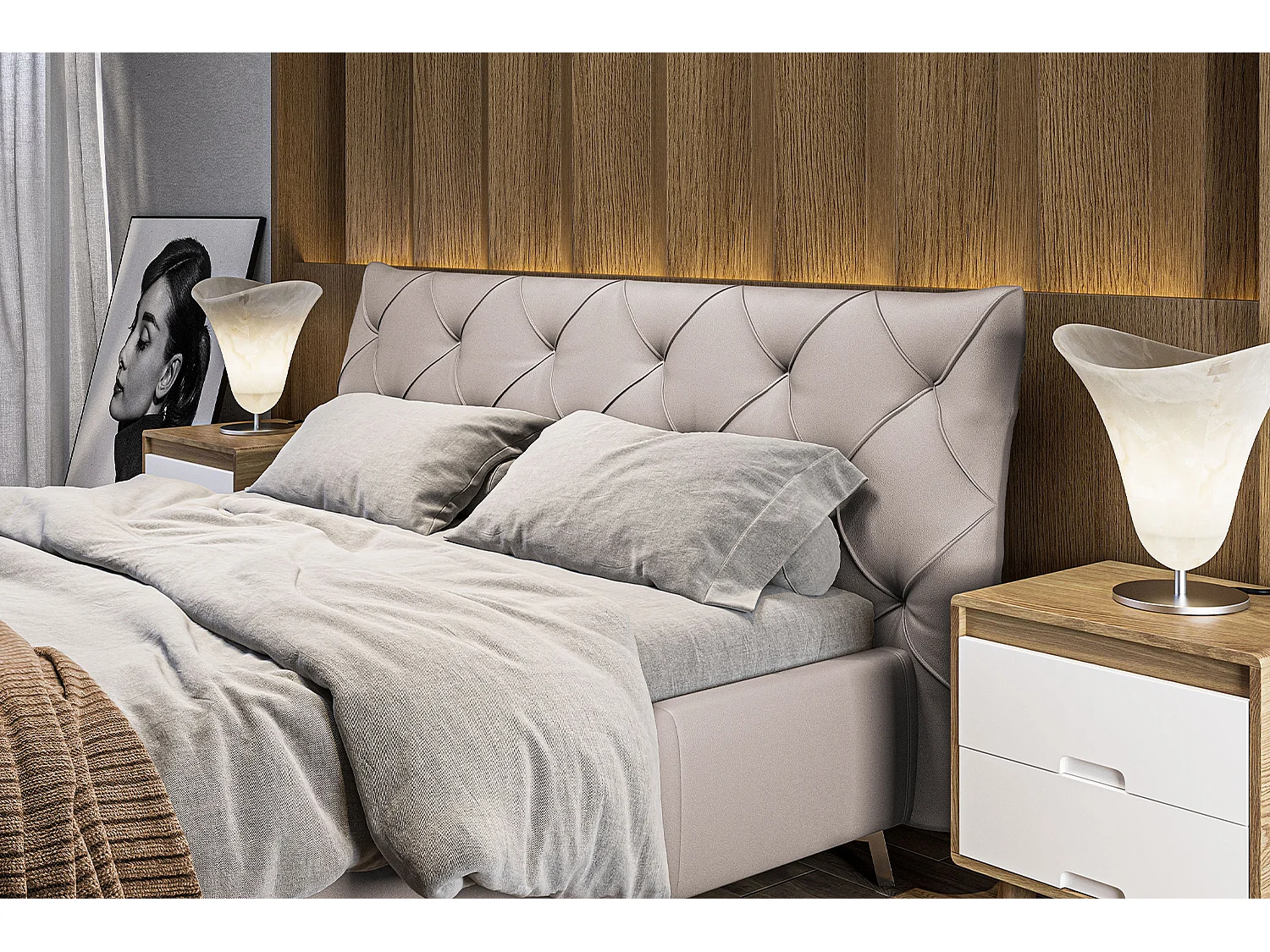 Cama - gris claro piel - ANNY