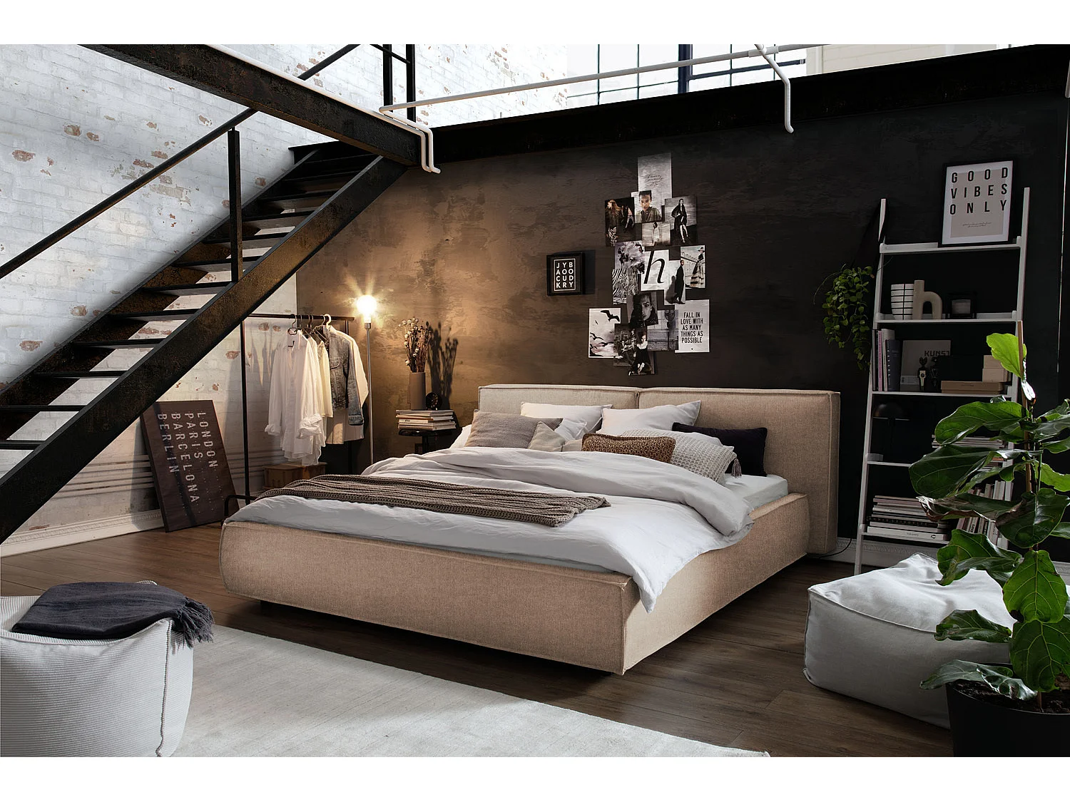 Letto - grigio pietra tessitura piatta - CARLO