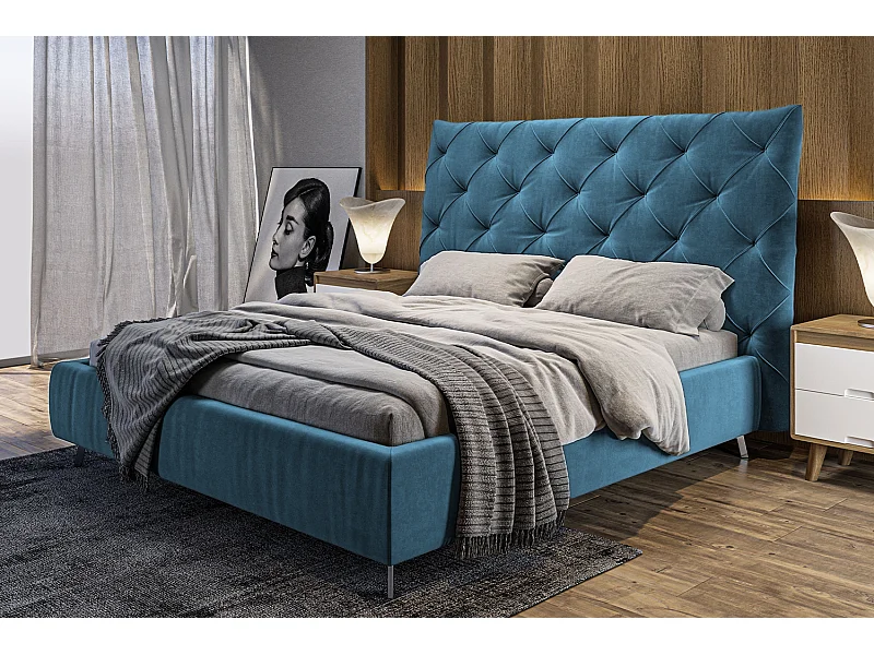 Polsterbett - Petrol Velvet - ANNY