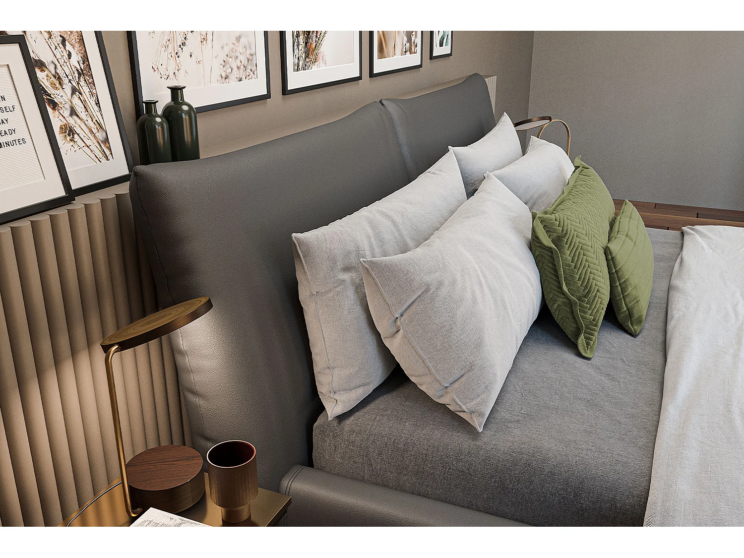 Cama - Negro piel - HENRY