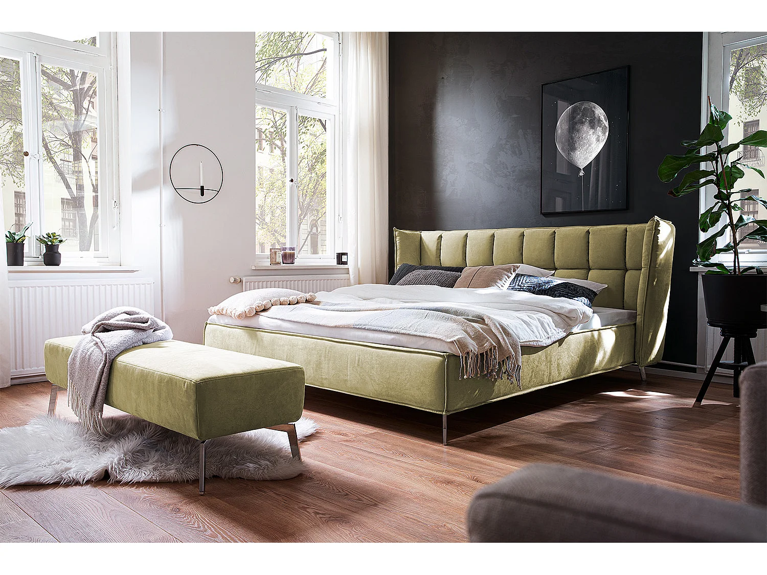 Letto - verde tessuto intrecciato - SOFIA