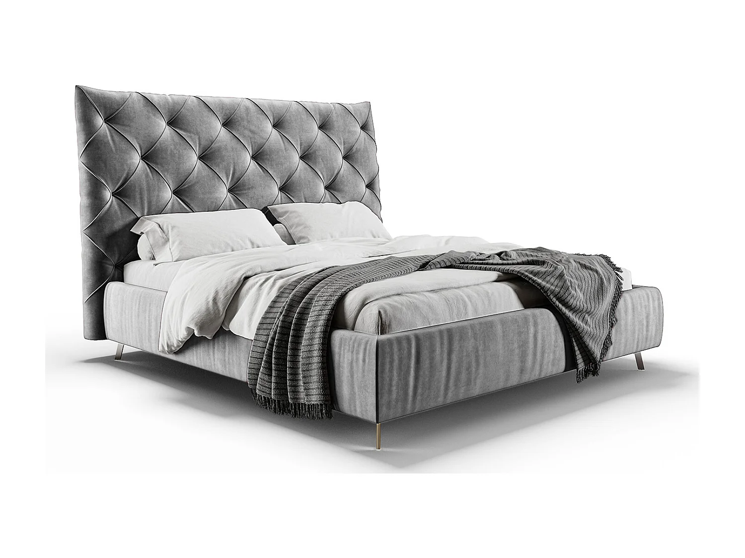 Polsterbett - Silber Velvet - ANNY