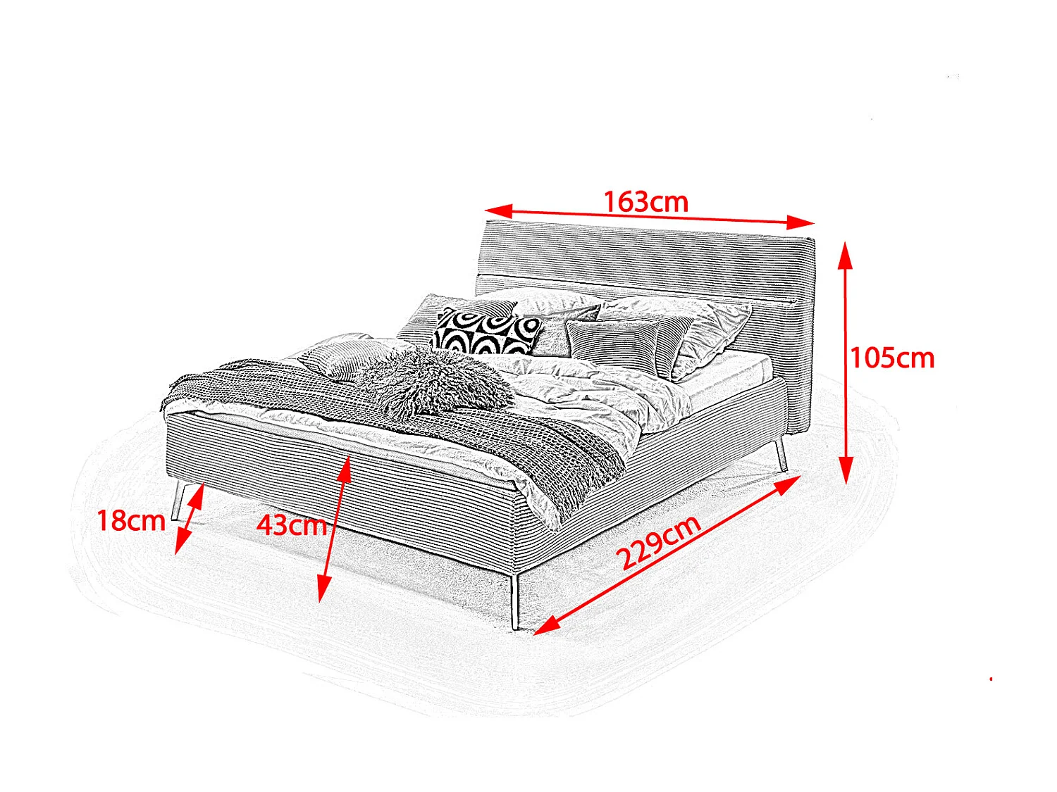 Lit - vert émeraude velours côtelé - REMO