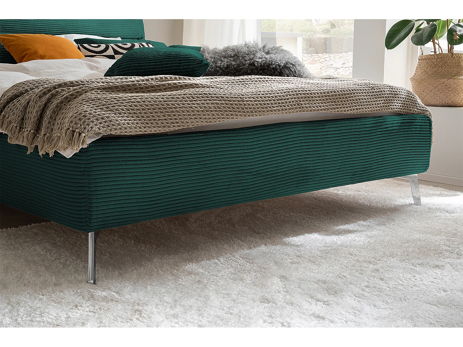 Lit - vert émeraude velours côtelé - REMO