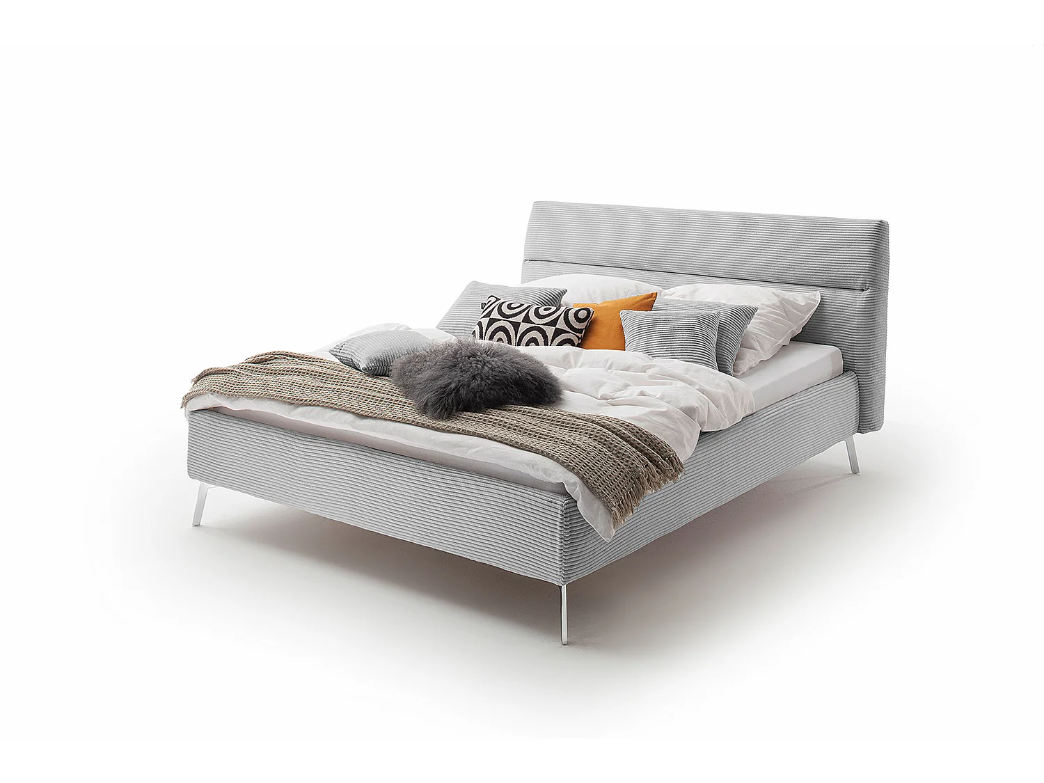 Lit - gris pierre velours côtelé - REMO