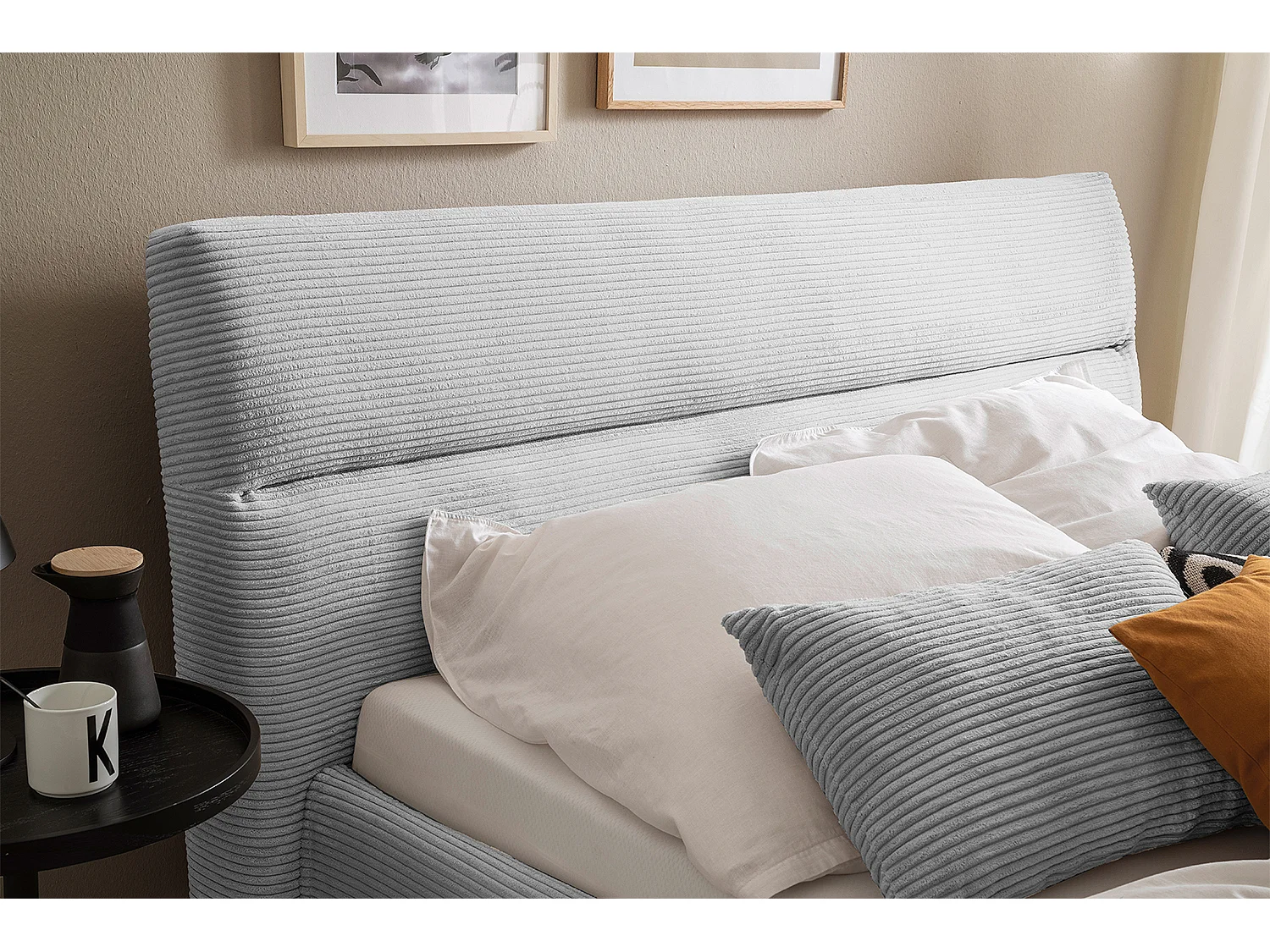 Lit - gris pierre velours côtelé - REMO