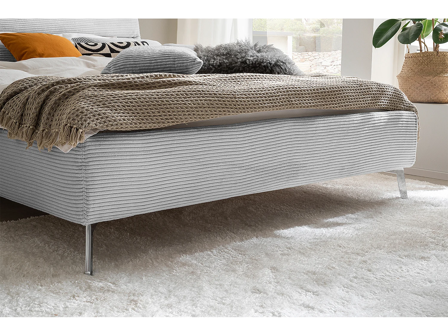 Lit - gris pierre velours côtelé - REMO