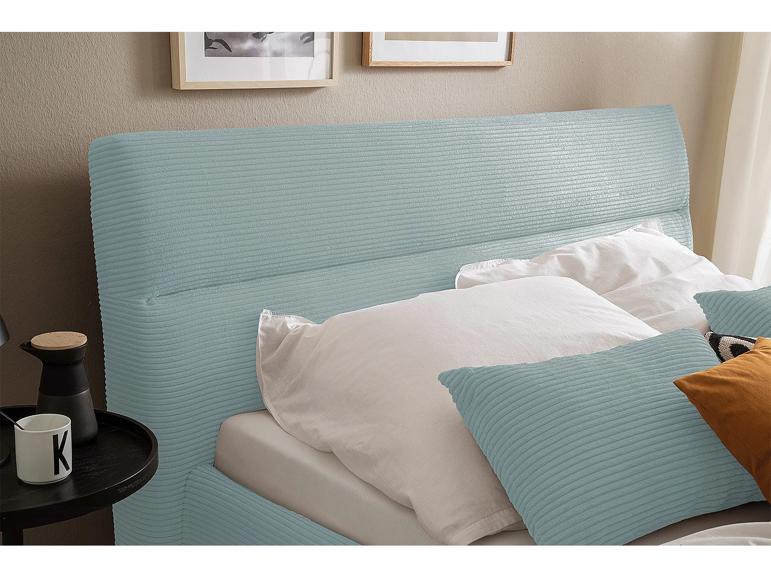 Lit - bleu clair velours côtelé - REMO