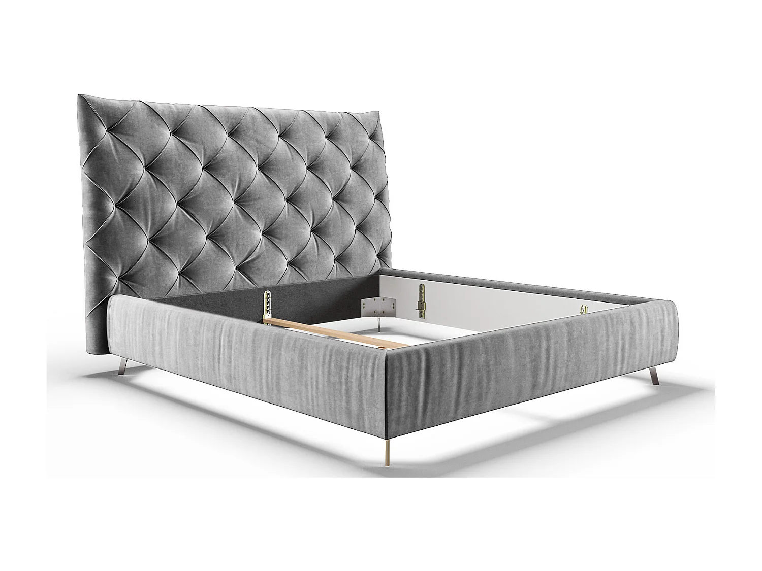 Lit rembourré - argent Velours - ANNY