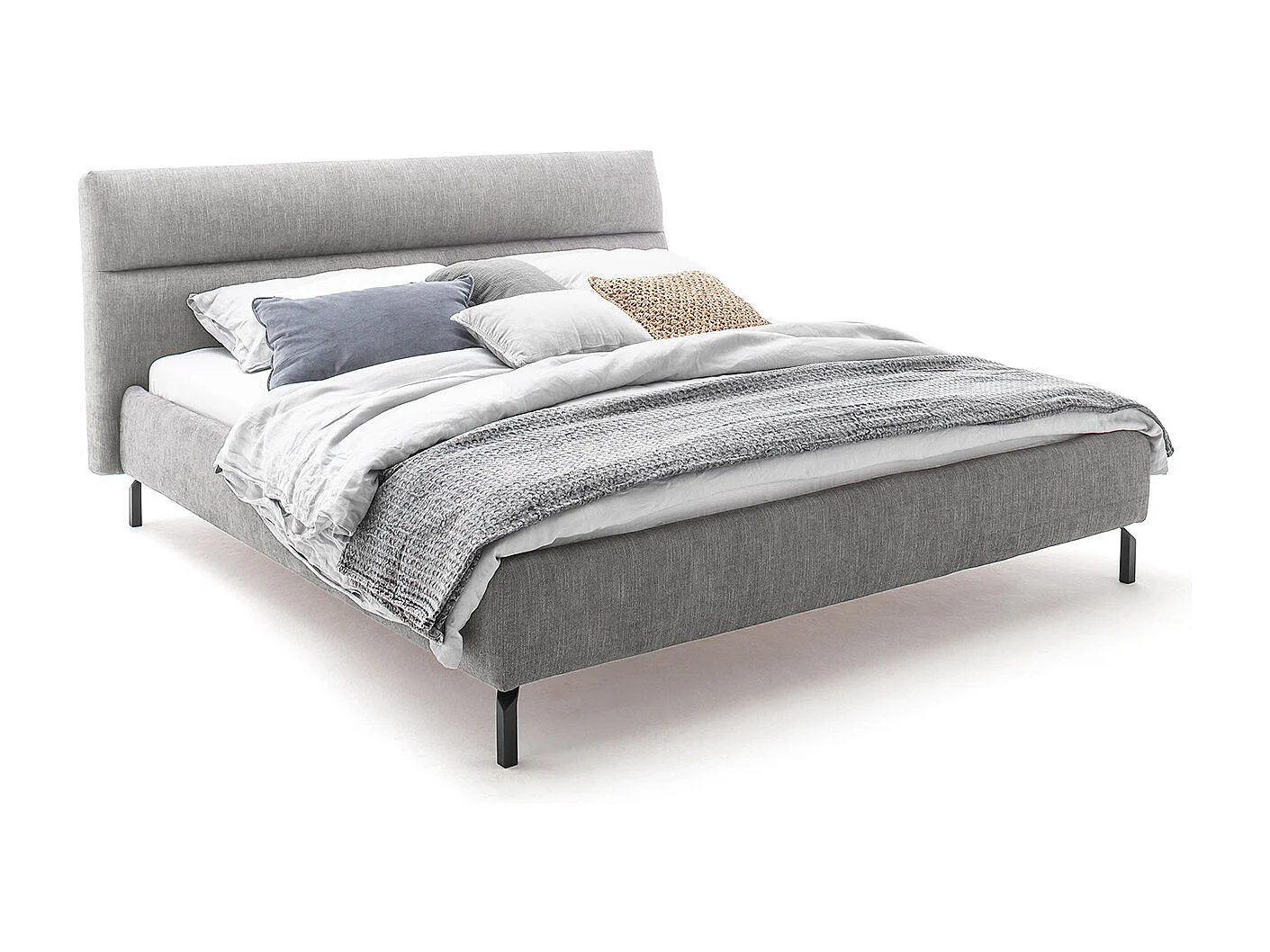 Lit - gris clair tissu tissé - REMO